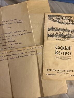Holloway’s Gin Distillery Cocktail Recipes (1933)